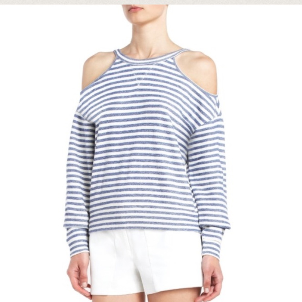BCBG Cold Shoulder nautical sweater